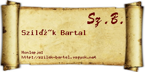 Szilák Bartal névjegykártya